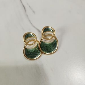 Gold And Green Earrings